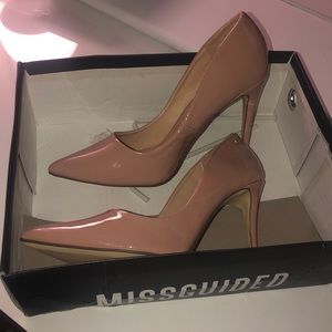 Missguided Size 8 / 38 Nude Patent Heels